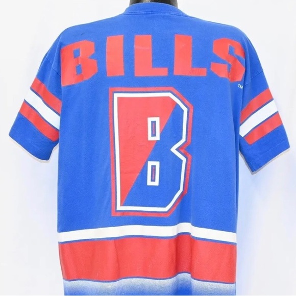 vintage 90s BUFFALO BILLS NEW YORK NFL BIG PRINT 2 SIDED t-shirt FOOTBALL L - Picture 3 of 4